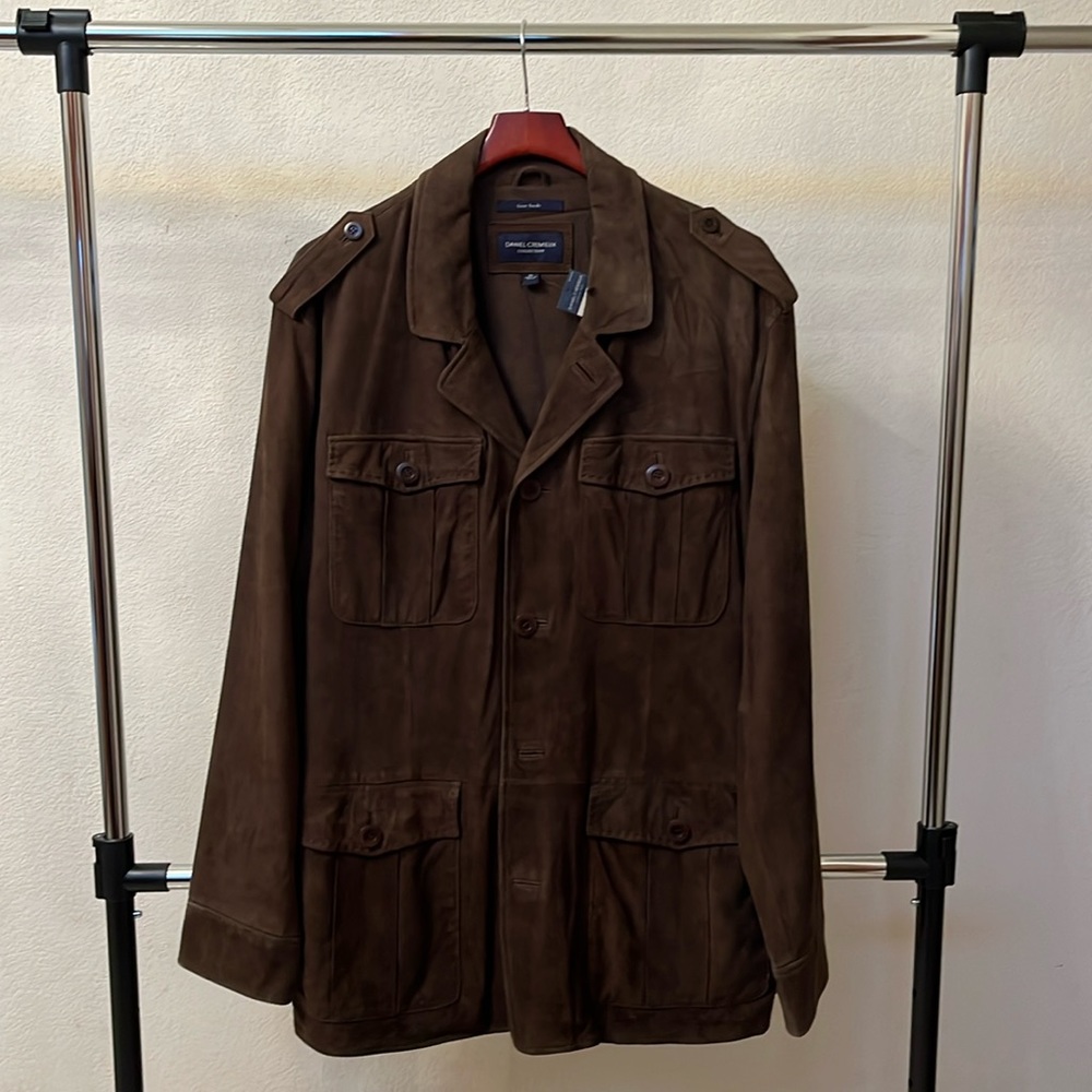 A Brown Goat Suede Jacket made by Daniel Cremieux. Size XL. New.